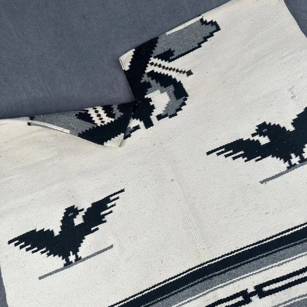 Vintage‎ Mexican Rug Blanket Poncho 75